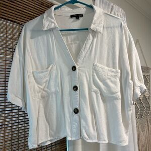 Moa Moa White Button-Up Crop Top